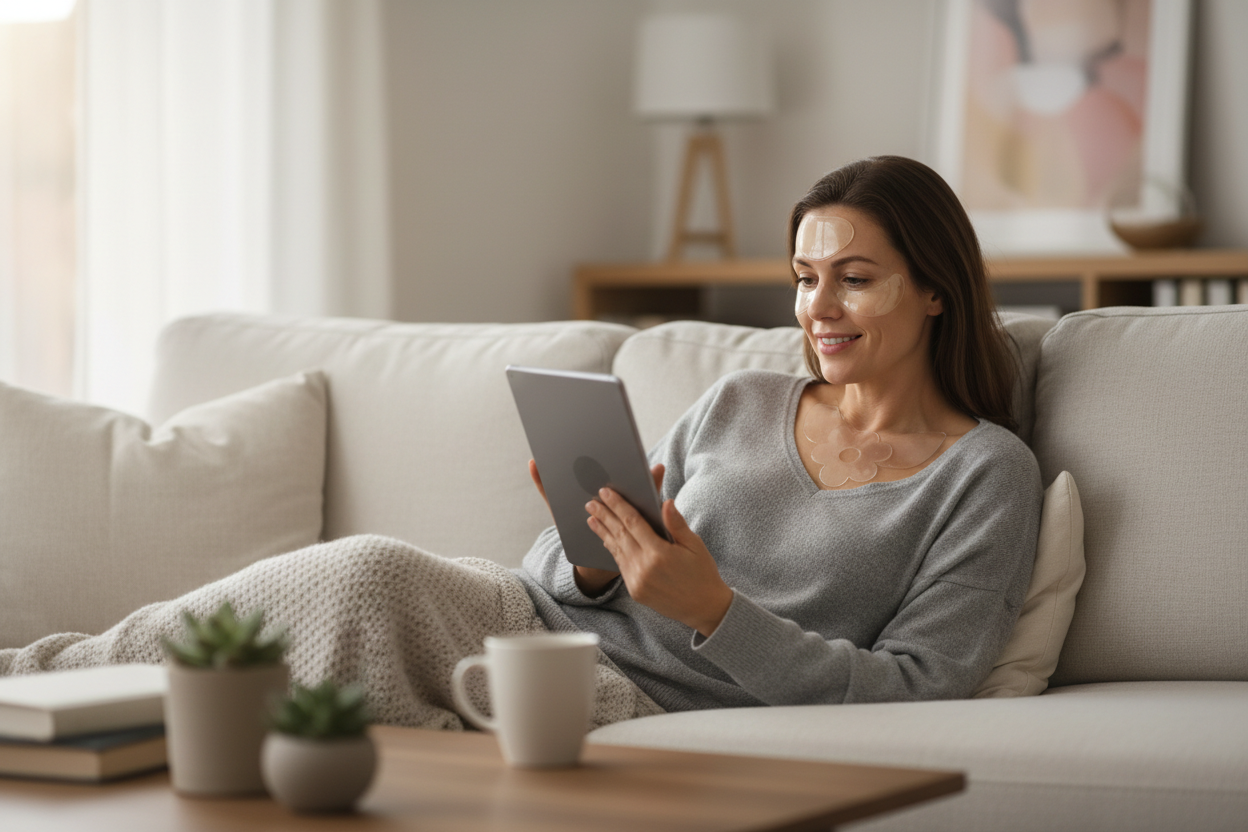 peux tu mettre les patche que l on retrouve sur les sites de vente e commerce  et la personne qu elle soit dans un environnement plus courant comme a la maison en train de  regarder un ecran ou profiter de son temps